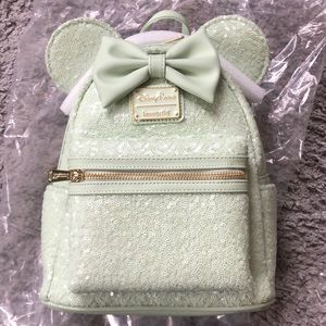 Loungefly Disney parks mint sequin mini backback